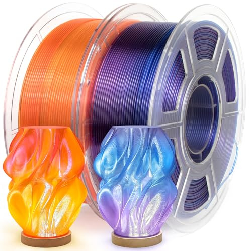 IEMAI PETG Filament 1.75mm 2Kg, Transparent PETG Rot Orange/Blau Lila, High Speed Farbverlauf Regenbogen 3D Druck Filament, Maßgenauigkeit +/- 0,02 mm