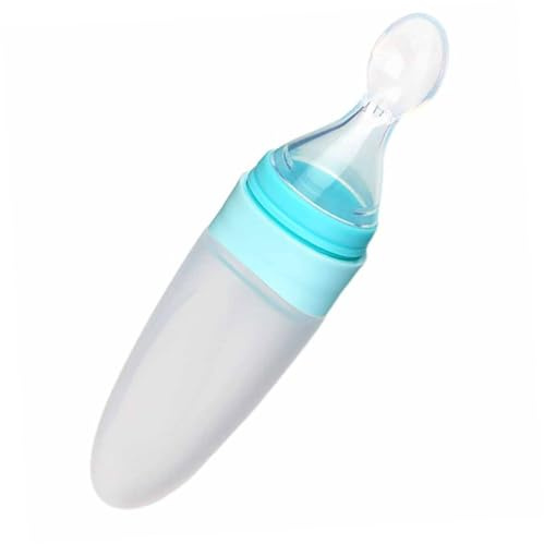 HANABASS Silikon Quetschflasche mit Integriertem Reislöffel zur Fütterung von Nahrungsergänzungsgerät und Babyflaschensauger Praktisches Babygeschirr aus Silikon für Brei und Andere