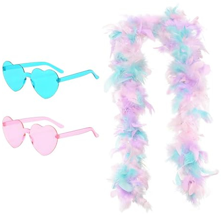 Suupii 3 PCS Colorful Feather Boas Set, Aesthetic Feather Boa