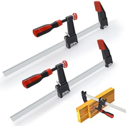 DNGH Schraubzwingen Set 2-teilig Holzbearbeitung Zwingen F-klemmen 400mm Ausladung 60 mm, Temperguss Schraubzwinge für Holz, Führungsschienen, Präzises Fixieren