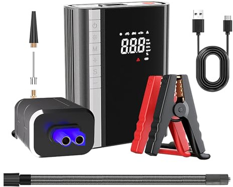 Pompe à air rechargeable - Compresseur portable numérique sans fil - Gonfleur de pneu de voiture pour moto et vélo - Compresseur d'air sans fil pour pneus de voiture