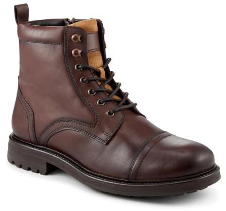 Pavers Wide Fit Premium Leather Lace Up Boots - Brown Size 9