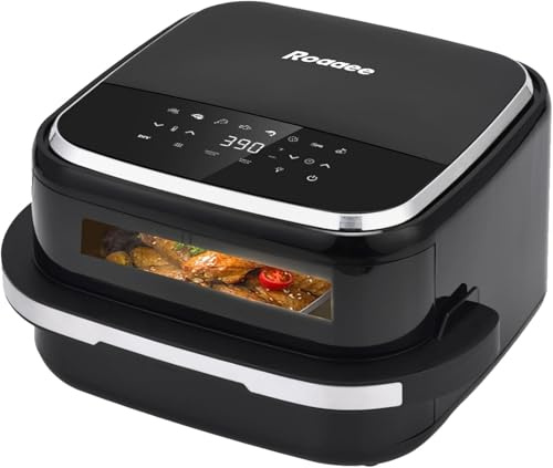 Pizza Oven & Air Fryer, 4.3L 11-in-1 Flat Airfryer with Superior Top and Bottom Airflow Tech, Digital Display, Large Viewing Window, Grill Plate, Up to 32 Chicken Wings / 11 Pizza Capacity