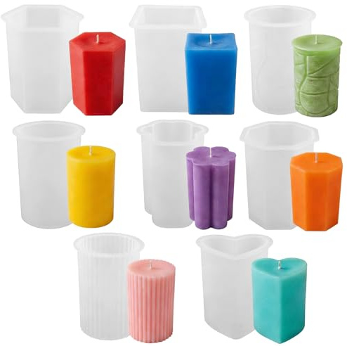8 Stück Kerzenformen Silikon, Kerzen Selber Machen Set | Kerzenformen Zum Gießen, Diy, Zylinder, Heimtextilien, Geeignet Für Handgefertigte Kerzen, Aromatherapie, Seife, Geschenk
