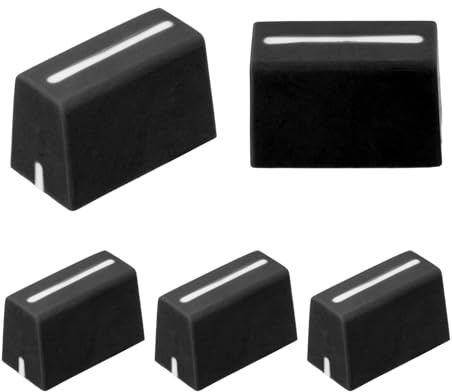 QUARKZMAN 5 Stück Universelle Fader Kappen Universelle Fader Knöpfe Schwarz | Mixer Fader Kappen, Slider Potentiometer Ersatz, Gummi, Für DJ Controller DJ Mixer Console
