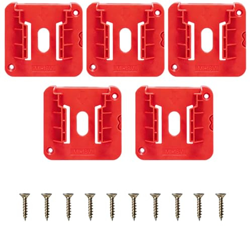 GIONAR 5pcs Battery Holder Wall Mount Tool Holder Dock Rack for Milwaukee M18 18V Battery Storage