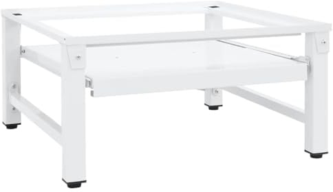 ACAGALA Waschmaschine Trockner Schrank als Untergestell mit Ausziehablagen, Waschmaschinensockel mit niedrigem Regal (Einzel-Säule) 100 kg Tragkraft, Unterbau aus Stahl, Weiß, 62 x 60,5 x 32,5 cm