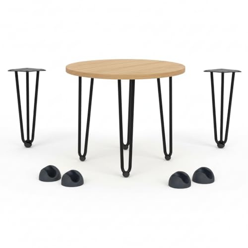 Mucola 4 Stück Hairpin Legs Tischbeine 72cm Höhe mit 3 Streben Schwarz – Haarnadel Tischfüße aus Stahl | DIY Möbelfüße für Couchtisch Esstisch Schreibtisch, Industrial Design Möbelbeine