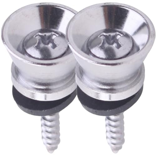 CALLARON 2 Pièces Bouton Métallique Argenté Facile à Installer Effort Design Simple et Généreux pour Sangle de Guitare Acoustique et Électrique