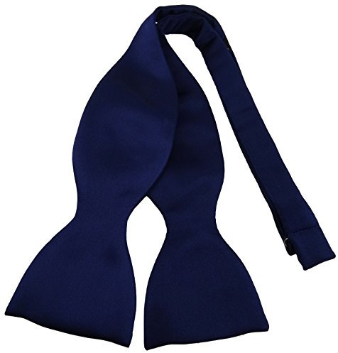 TigerTie Selbstbinder Seidenfliege in dunkelblau marine einfarbig Uni, Spitzenqualität, Querbinder 100% Seide + Aufbewahrungsbox