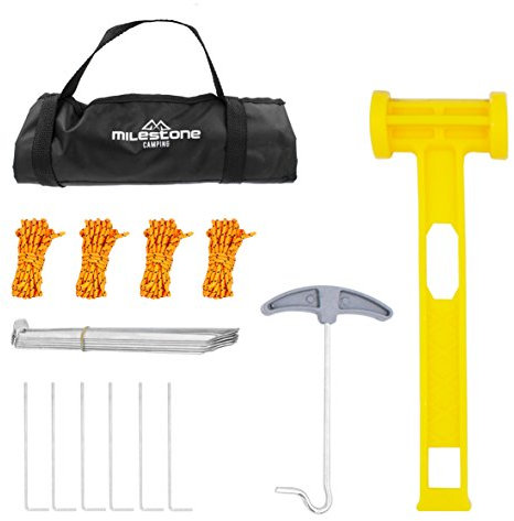 Milestone Camping 20990 5 Piece Tent Accessory Set With Storage Bag - Black