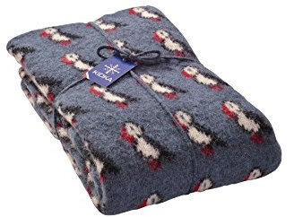Wolldecke Tagesdecke Papageientaucher Plaid aus 100% Islandwolle