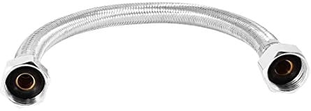 sourcing map Brauseschlauch Dusche Warmwasserbereiter Flexible Duschschlauch Geflechtschlauch Schlauch Rohr 30cm Silberton Geflochten