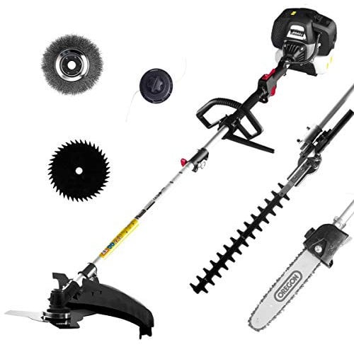 BRAST® Benzin Multitool 3.0 PS 5 in1 Motorsense Heckenschere Hochentaster Rasentrimmer Astsäge Freischneider 52cm³ TÜV geprüft