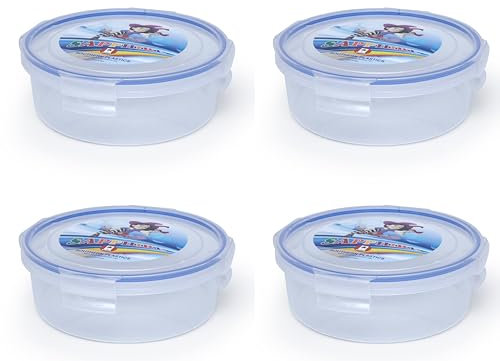Clip Lock Lid Air Tight Round Plastic Food Storage Container Lunch Box 750ml (4)