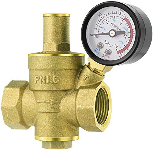 UKCOCO DN20 Regolatori di riduzione della pressione dell'acqua in ottone regolabili per impieghi gravosi con manometro