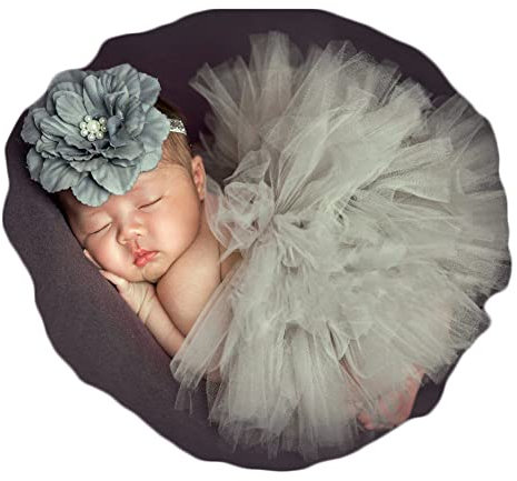 Baby Photography Props Tutu Skirt Headdress Newborn Girl Photo Shoot Outfits Infant Princess Costume Clothes Grey