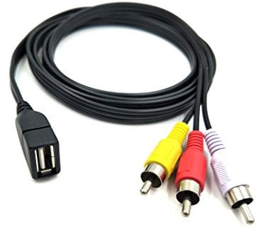 Duttek Cavo USB a RCA, da AV a USB, USB 2.0 Femmina a 3 RCA Maschio Video A/V Camcorder Cavo Adattatore per TV/Mac/PC 1,5 m