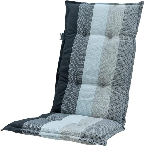 Madison 8 cm Luxus Hochlehner Auflage C 404 Pete Grey, grau, anthrazit, schwarz gestreift, 120 x 50 x 8 cm