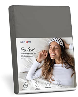 HANSE PRO Spann-Betttuch 180x200-200x220 cm I Spann-Bettlaken I Laken I für Boxspring-Betten und Wasserbetten I Steghöhe bis 30 cm I Premium-Qualität I Farbe Schiefer