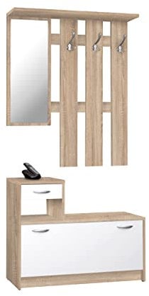 AVANTI TRENDSTORE - Rodolfo - Mobile da ingresso, in laminato di quercia Sonoma e bianco. Misure: LAP 100x191x25 cm
