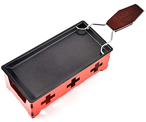 Käse Grill Käse Schmelzgerät Tragbar Kerzenlicht Raclette-Metall Antihaft-Käsepfanne (Rosso)