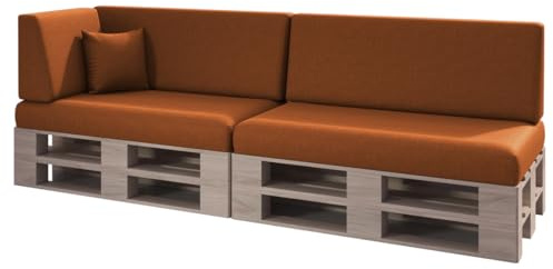 sunnypillow Palettenkissen für Palettenmöbel - 6er Set - Palettenauflage für Palettensofa für Haus, Garten - Palettenpolster mit abnehmbarem Bezug für Europaletten - Rückenkissen & Sitzkissen Orange