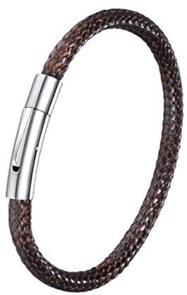 22 CM Leather Bracelets for Men Brown Woven Wax Rope Cord 5mm Wristband Plaited Hand Chain Waterproof Surf Hand Chain Tribal Jewellery