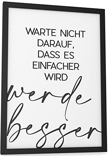 Papierschmiede® Typografie Poster, Werde besser (elegant), DIN A4 (21x30 cm), Wanddeko Büro, Küche, Wohnzimmer, schwarz-weiß Bild mit Spruch OHNE Rahmen