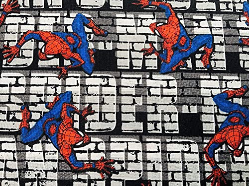 Kims Crafty Corner Spiderman-Stoff - Grauer Nacht-Krawler - 100% Baumwolle - Cartoon-Muster - Breite ca. 112 cm - Kinderzimmer-Stoff