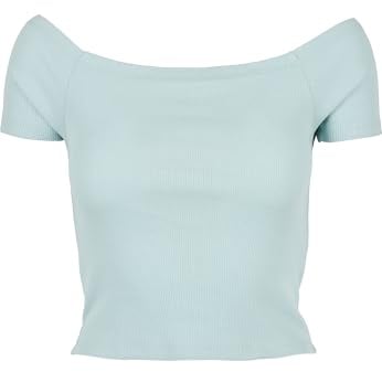 Urban Classics Ladies Off Shoulder Rib Tee, Seablue, XL