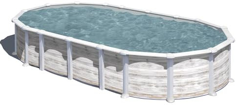 Piscina Gre KITPROV7388N Islanda. - Piscina fuori terra in acciaio, ovale con aspetto nordico. Piscina scomponibile per Giardino. 730 x 375 x 132 cm