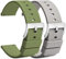 TStrap Montre Bracelets Silicone 22mm - Bracelet de Montre à Dégagement Rapide Caoutchouc Vert Gris Hommes Femmes Sport - Bracelets de Montres étanche pour Smartwatch Boucle Argent - 18mm 20mm