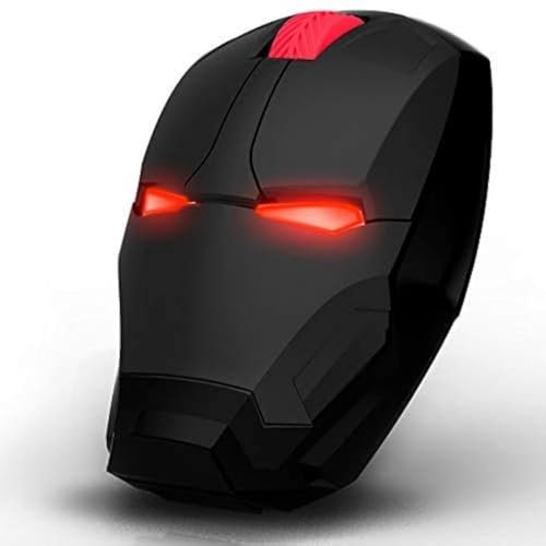 Iron Man Souris optique sans fil 2,4 G avec nano récepteur USB, 3 niveaux de DPI réglables, 3 boutons pour ordinateur portable, PC, ordinateur portable, MacBook (noir)