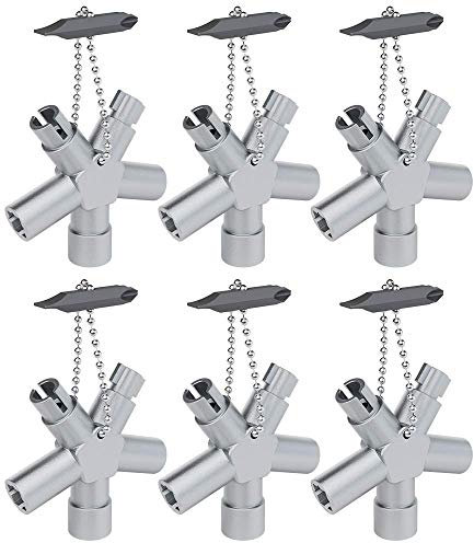 ABSINA Universalschlüssel mit 6 Profile 6er Pack - Dreikantschlüssel Vierkantschlüssel Schaltschrankschlüssel Vierkant Dreikant Bauschlüssel - Universal Schlüssel für Absperrsysteme