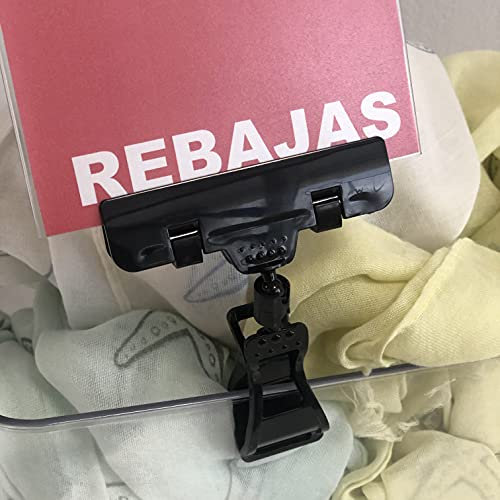 ABARNOM 25 Pinzette Girevoli Doppie Nere - Clip di Visualizzazione in Plastica, Supporto per Etichette, Porta Prezzi Negozio, Poster Offerte