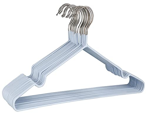 Premium Gummibeschichtete Metall-Kleiderbügel – Strapazierfähig – Platzsparender Organizer Kleiderbügel für Kleiderschränke, Kleiderständer, Stangen, dünn und rutschfest, Chrom (10 STK., Blau)