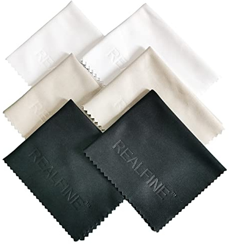 REALFINE Glasses Cleaning Cloths，100% Safe for All Eyeglass, Camera Lens and Electronic Screens ，Non-Scratch Microfiber Cleaning Cloth (6 Pack)
