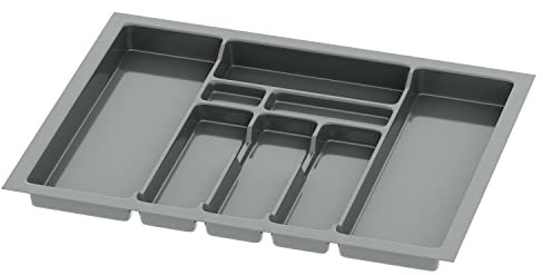 Sossai range-couverts Divio pour tiroirs de 70 cm de large, 63x49 cm – découpable, 8 compartiments, anthracite, bac à couverts en plastique pour tiroirs de cuisine