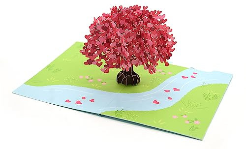 Baum der Herzen Liebe 3D Pop Up Karte Grußkarte Handgemachte Karte für Muttertag Valentinstag Jahrestag Hochzeit Verlobung Romantik Denken an dich Miss You