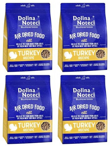 Dolina Noteci Glutenfrei Superfood Trockenfutter für Katzen - Putengericht 1kg (4-er Pack)
