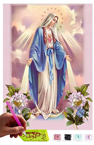 MISHBAY Diamond Painting Religion - 30x40cm Diamond Painting Erwachsene - Diamant Painting Bilder Maria - DIY 5D Satz Wand Dekor Diamantstickerei