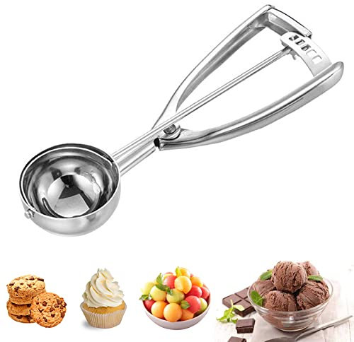 Micacorn Ice Cream Scoops with Easy Trigger, 6.3cm Heavy Duty Icecream Scoop 304 Stainless Steel Scoop Baking Scoopers Melon Baller Scoop for Fruit, Ice Cream, Mashed Food