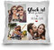PR Print Royal Kissen mit Füllung - Fotocollage selbst gestalten mit Spruch - Glück ist - mit DREI eigenen Fotos - Geschenkidee Fotokissen | Kissen weiß, 40 x 40 cm