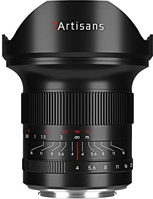 7artisans 15mm F4 Grande Apertura Full Frame 114 °grandangolare obiettivo,compatibile per EOS-R, ROSSO, EOS-R3, EOS-R5, EOS-R6, EOS-RP, Nero
