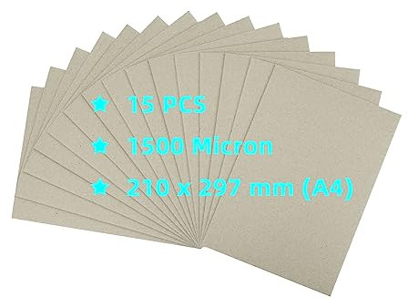 STRBOXONG A4 Greyboard, 15 Sheets 1500 Micron Thick Recycled Card, 1.5 mm Craft Model Making Presentation Board, Mounting Backing, Modelling Board Card (210 x 297 mm)