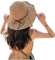 Chapeau de Paille d'Eté pour Femme Chapeau de Soleil Anti-UV Pliable Capeline Large Bord Protection Soleil UPF50+ Fedora Réglable Capeline de Plage Respirant Décoration Vacances pour Extérieur Pêche