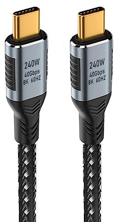 cablecc Cable USB 4 USB-C de 240 W 40 Gbps USB 3.1 100 W 8K a 60 Hz 5K USB 4.0 compatible con USB 4 de 20 cm