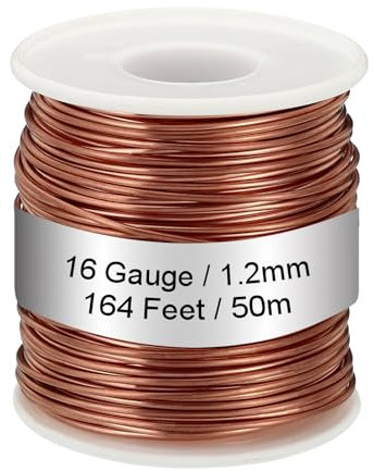 PATIKIL 99.9% Soft Copper Wire, 16 Gauge/1.2mm Diameter 164 Feet/50m 1.1 Pound Spool Pure Copper Wire for Jewelry Making Beading Garden Plants