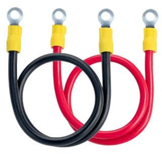 ECO-WORTHY Batteriekabel 2 Stück 30CM 6mm² Batterie Kupferkabel mit M5 Ringklemmen für Auto KFZ LKW Motorrad Solar Wohnmobil Marine Massekabel